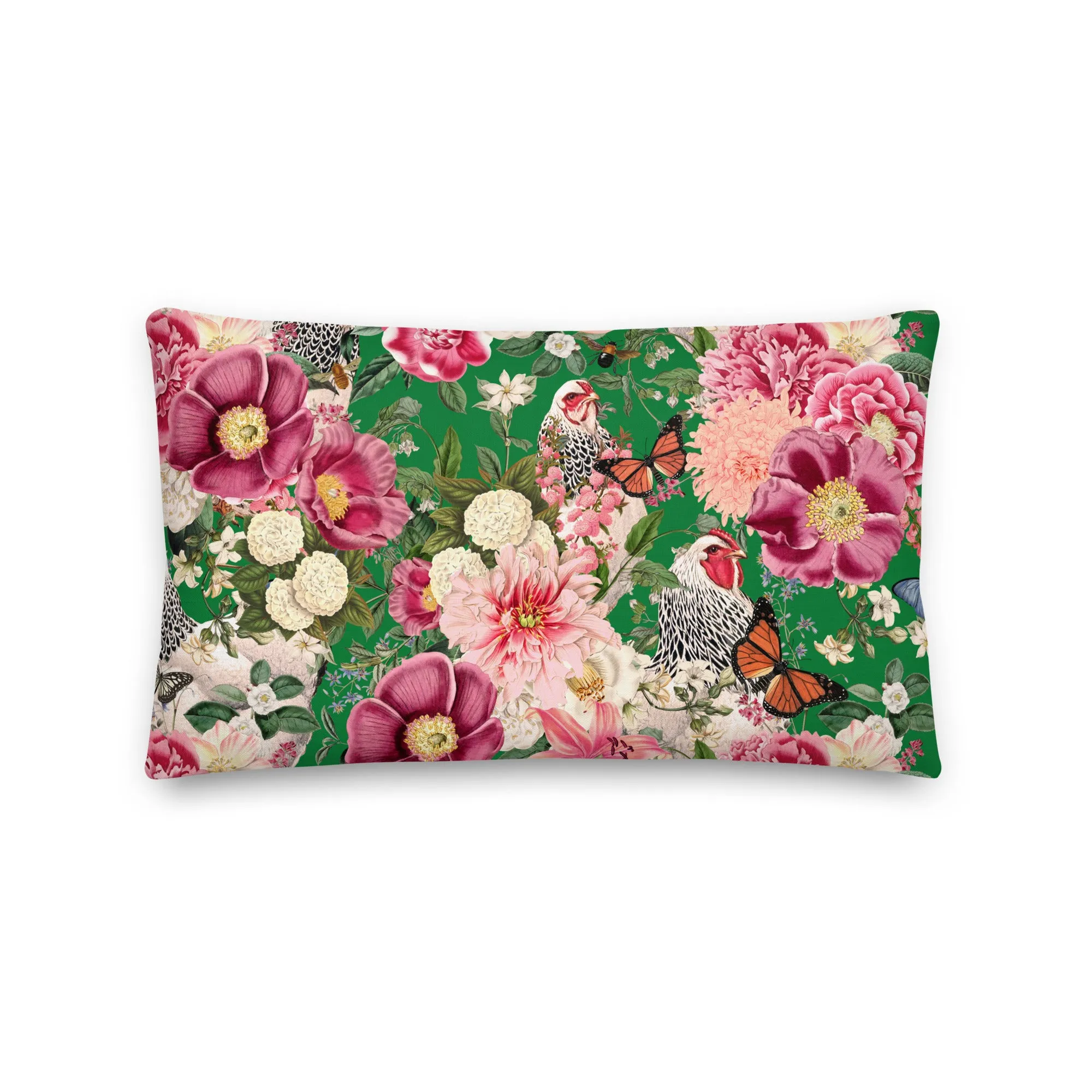 Secret Chicken Garden Throw Pillow, light brahma