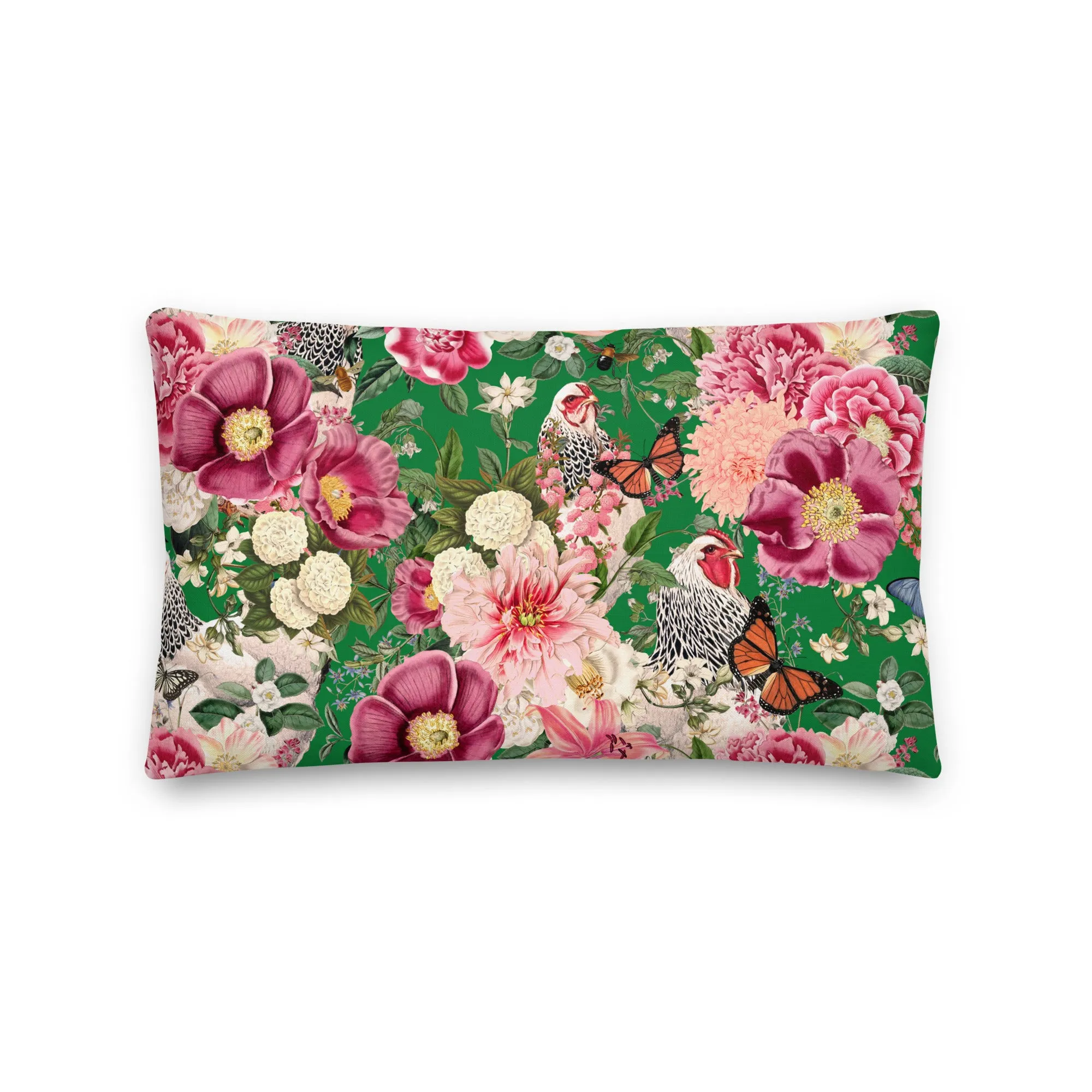 Secret Chicken Garden Throw Pillow, light brahma