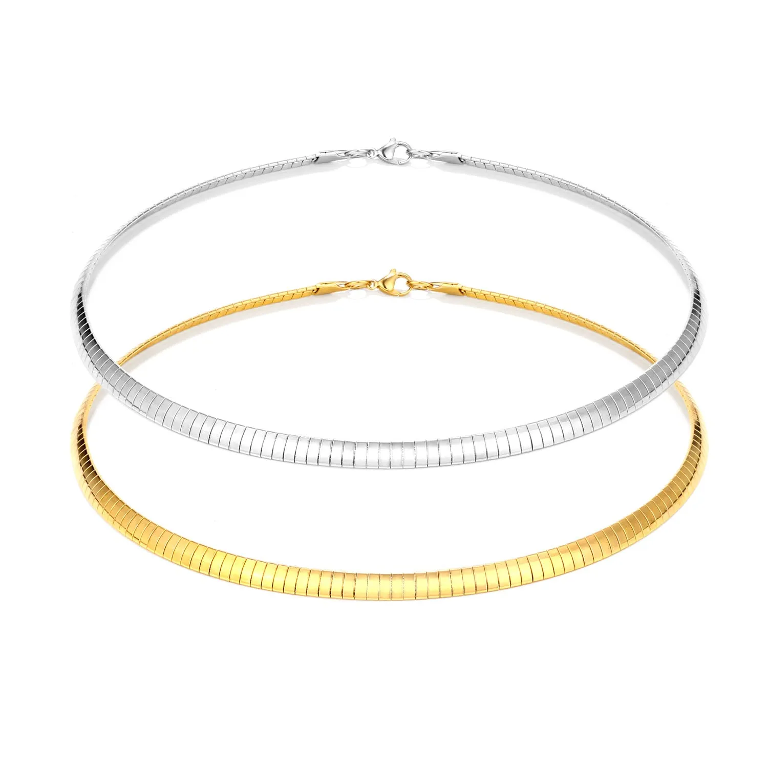 Set of 2 Chain Chokers Necklaces Set