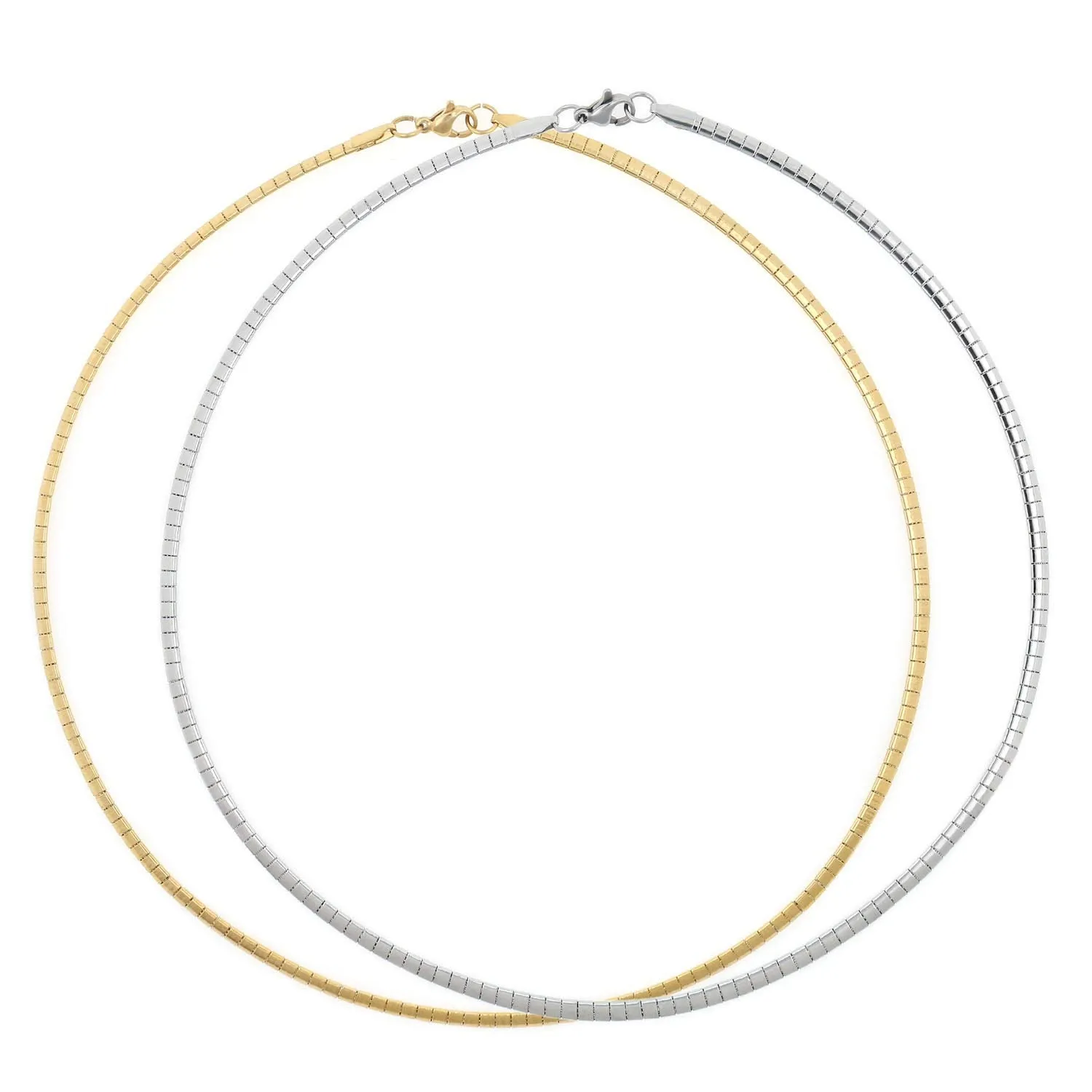 Set of 2 Chain Chokers Necklaces Set
