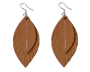 Single-Tone Feather Earrings - Coffee