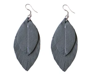 Single-Tone Feather Earrings - Grey