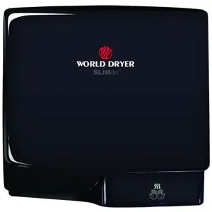 Slimdri World Dryer L-162 High Speed ADA Compliant Automatic Hand Dryer Black Aluminum Finish