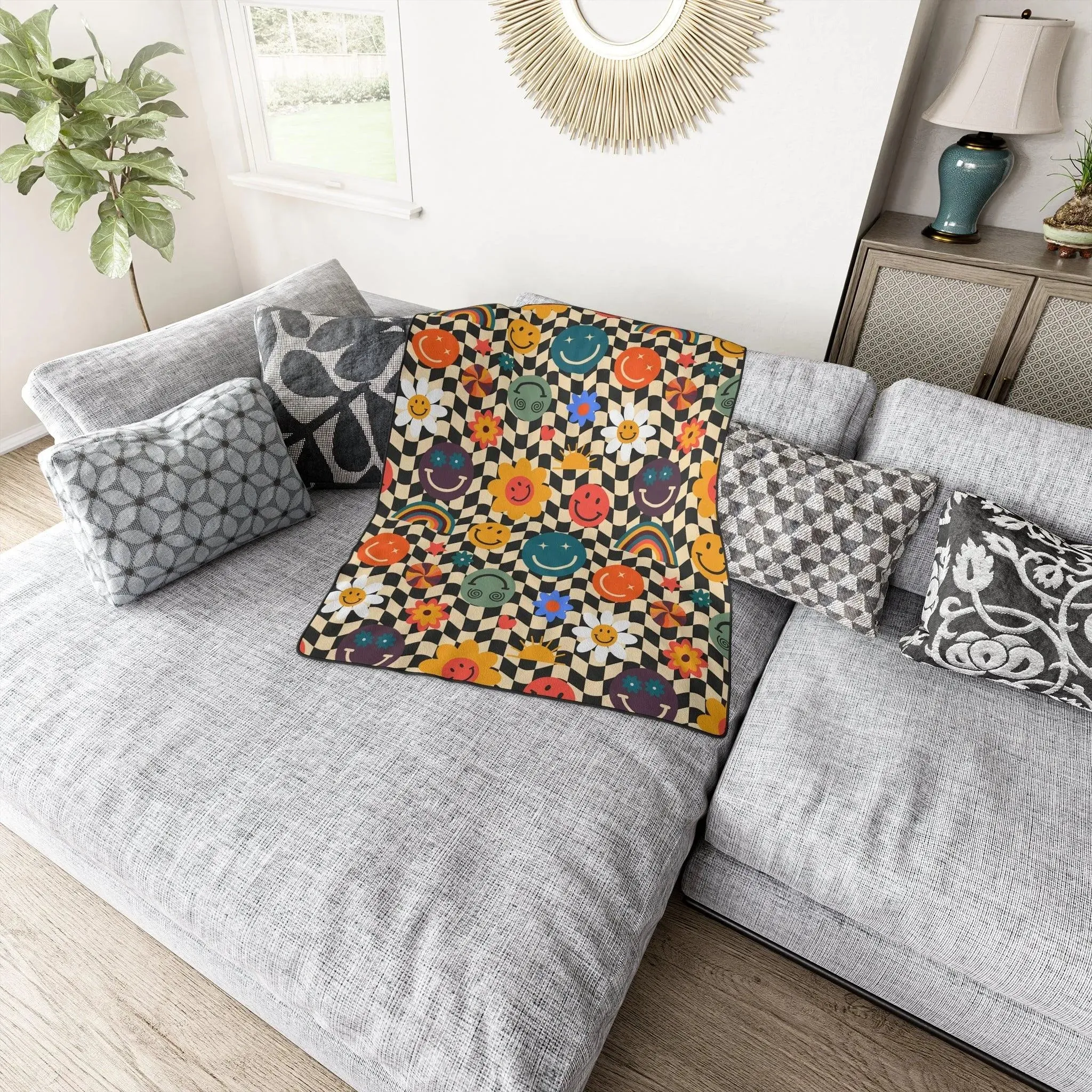 Smiley Emoji Funky Throw Blanket