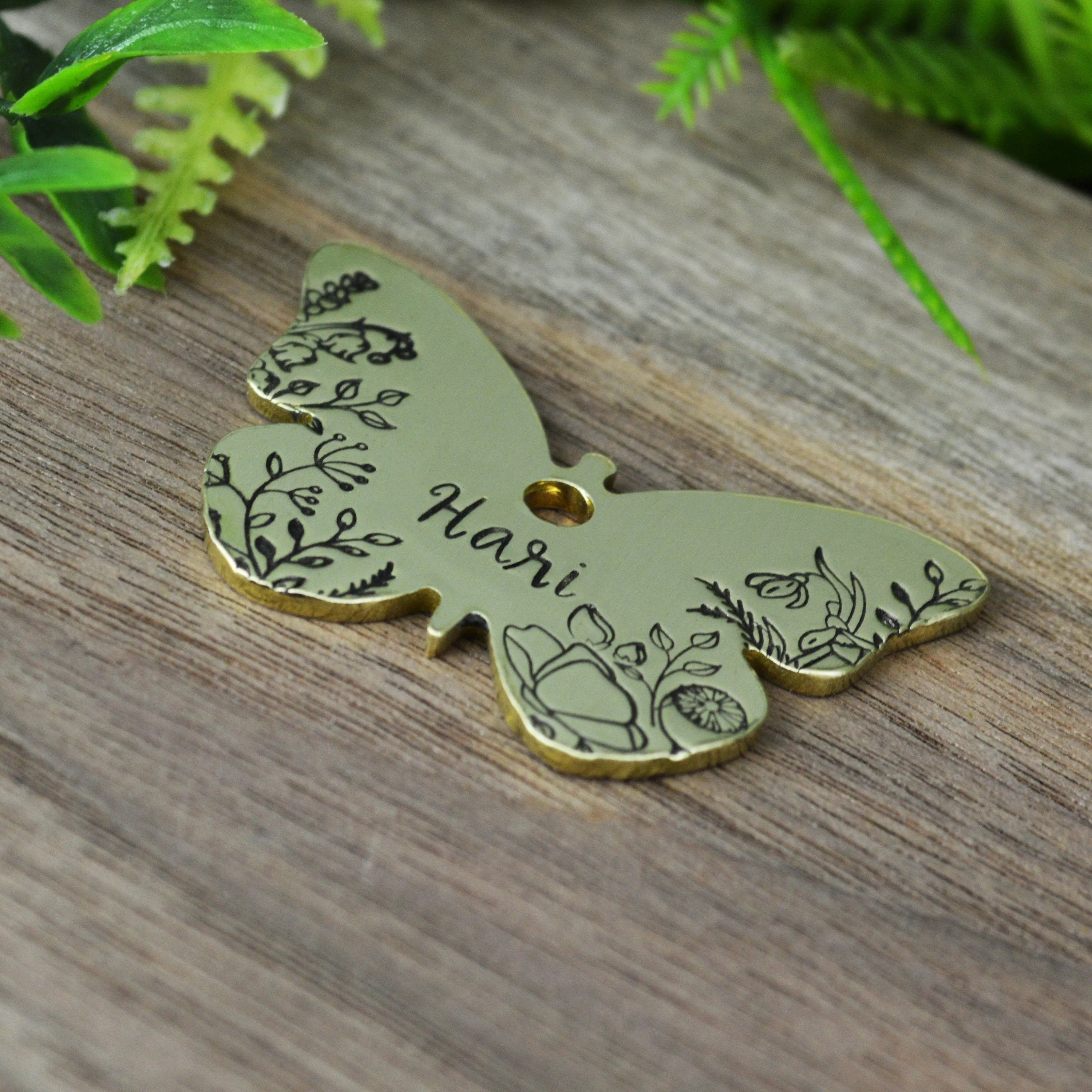 Spring Blooms Hand Stamped Dog Collar Tag