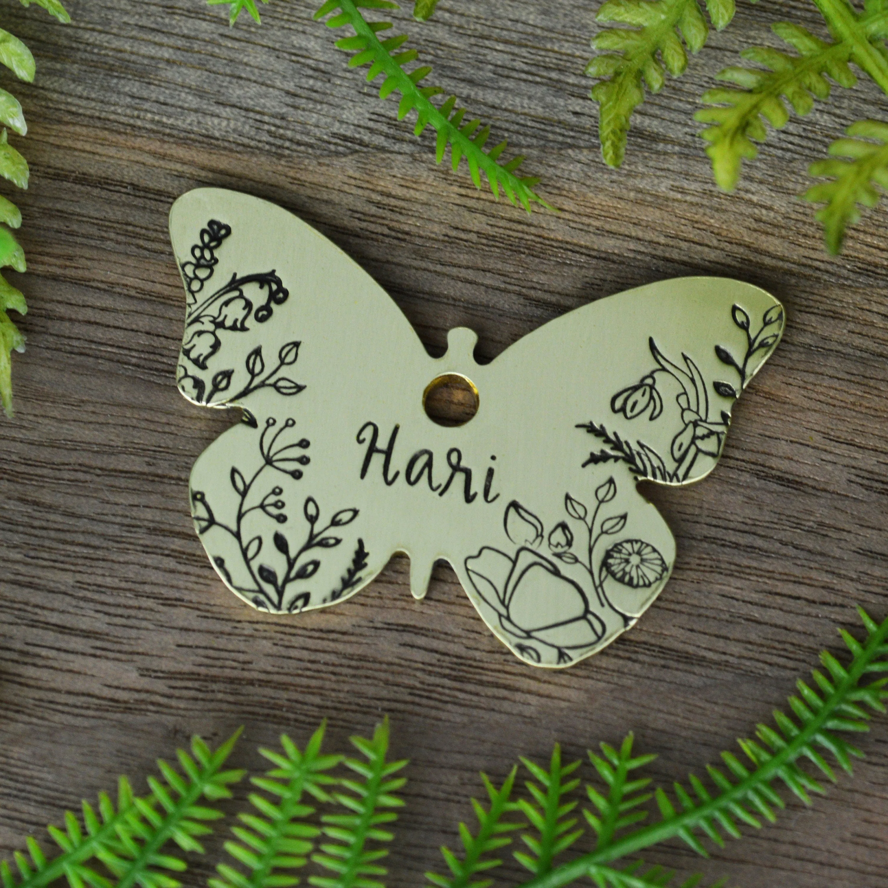 Spring Blooms Hand Stamped Dog Collar Tag