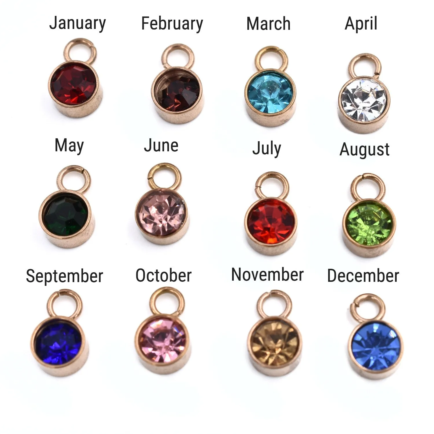 Stainless Steel Birthstone Charms, 6MM Drop