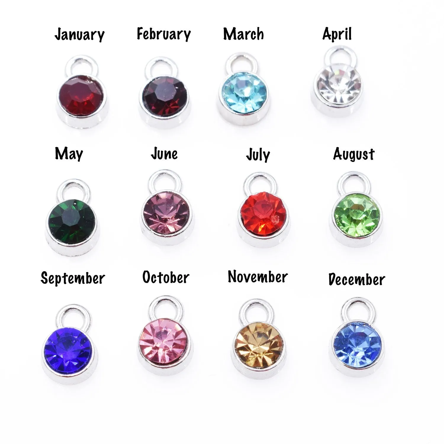 Stainless Steel Birthstone Charms, 6MM Drop