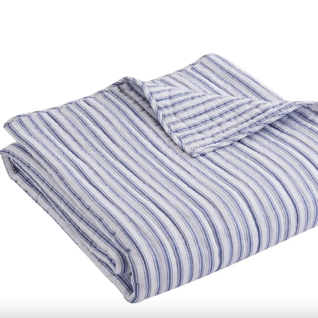 Stripe Blue Quilted Throw