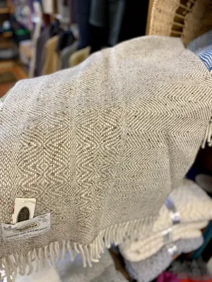 Studio Donegal Handwoven Oatmeal Wool Blanket/Throw