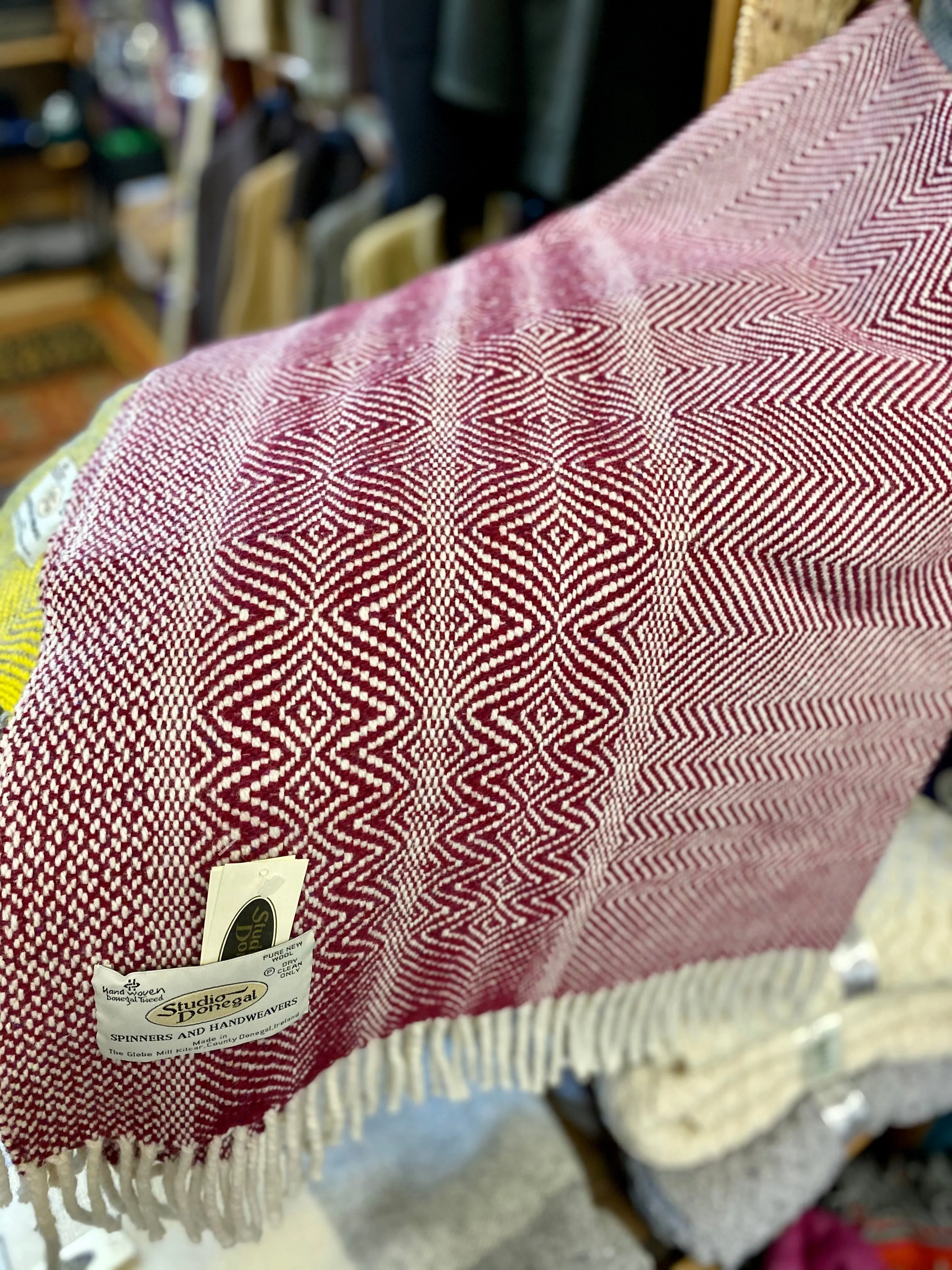 Studio Donegal Handwoven Ruby Wool Blanket/Throw