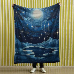 Sun and Moon Sherpa Blanket, Blanket for bed, Cozy Blanket Gift gifts home decor, Moon Gift,Magic Celestial Home Decor, Comet, Constellation and Stars, Moon And Stars 003
