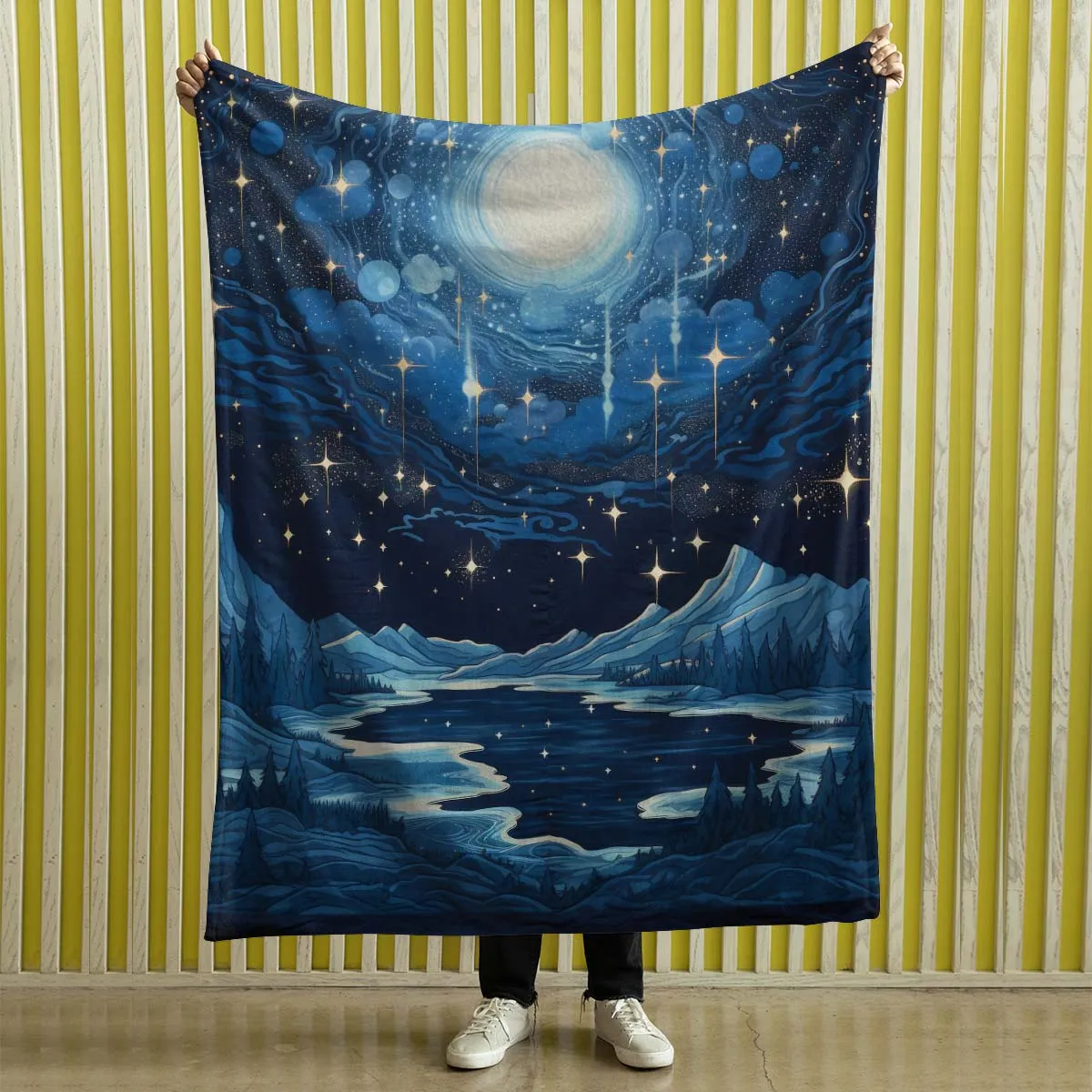 Sun and Moon Sherpa Blanket, Blanket for bed, Cozy Blanket Gift gifts home decor, Moon Gift,Magic Celestial Home Decor, Comet, Constellation and Stars, Moon And Stars 003
