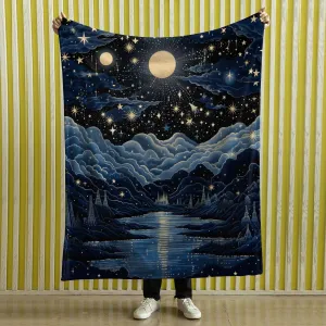 Sun and Moon Sherpa Blanket, Blanket for bed, Cozy Blanket Gift gifts home decor, Moon Gift,Magic Celestial Home Decor, Comet, Constellation and Stars, Moon And Stars 004