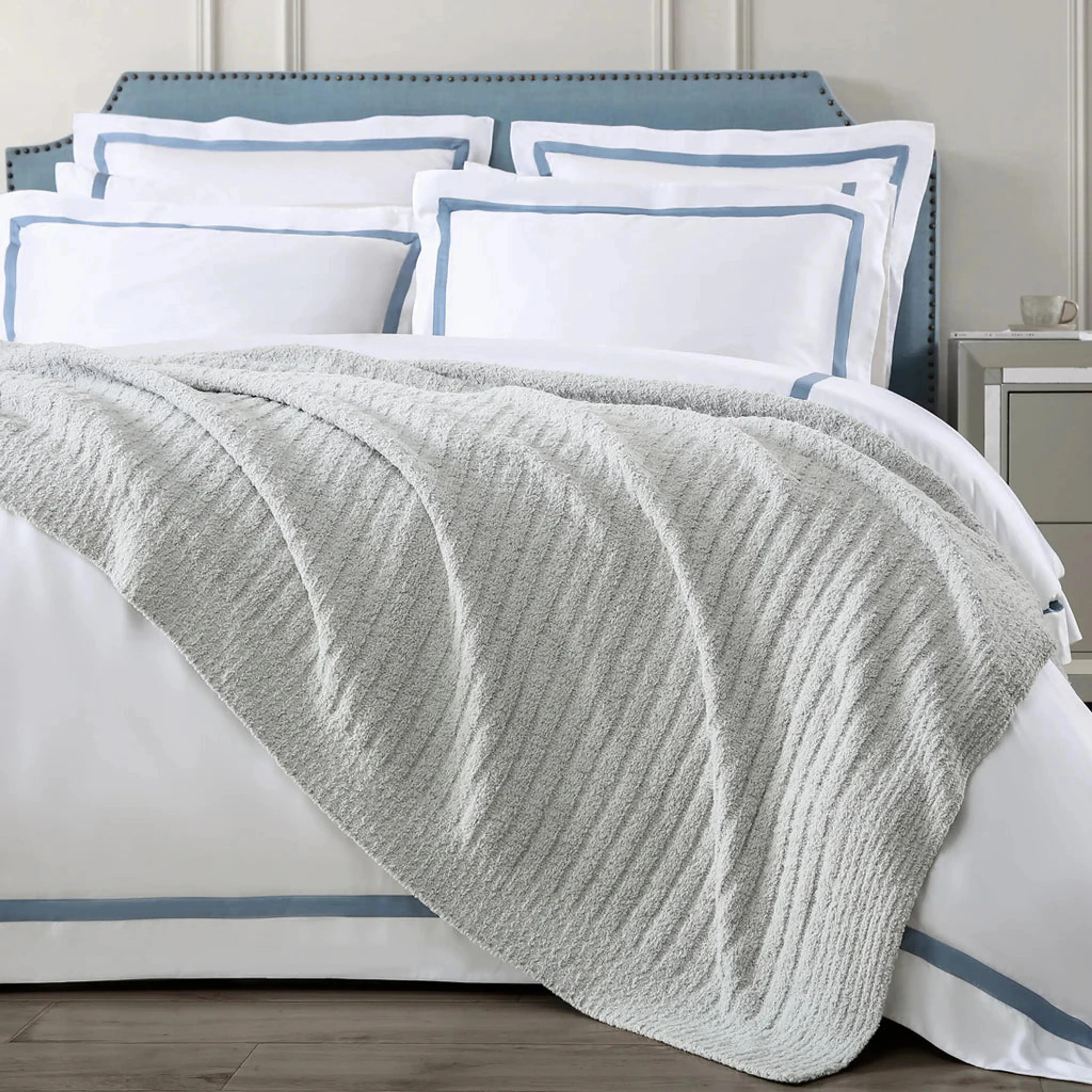 Sunday Citizen Cloud Gray Ribbed Lightweight Throw