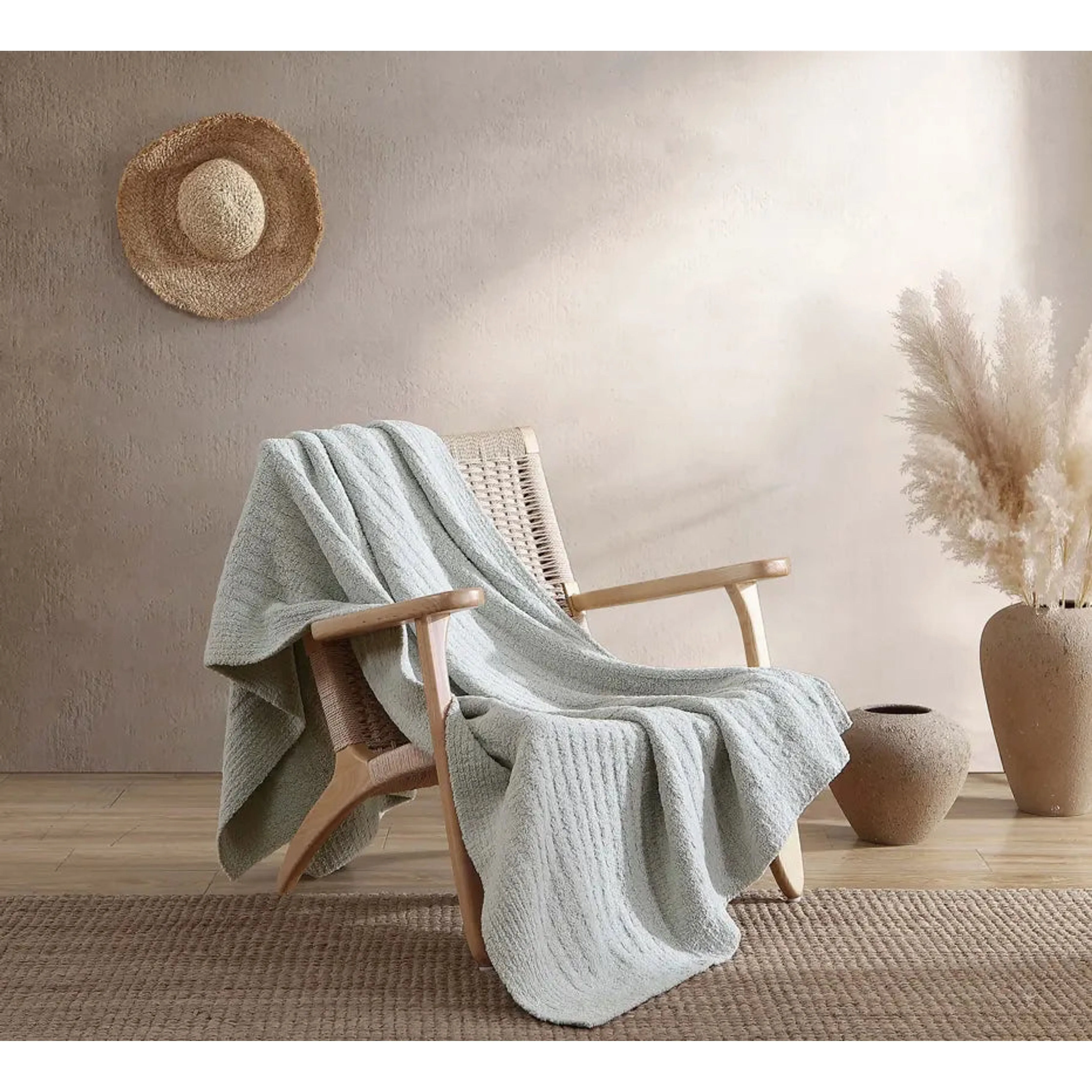 Sunday Citizen Cloud Gray Ribbed Lightweight Throw