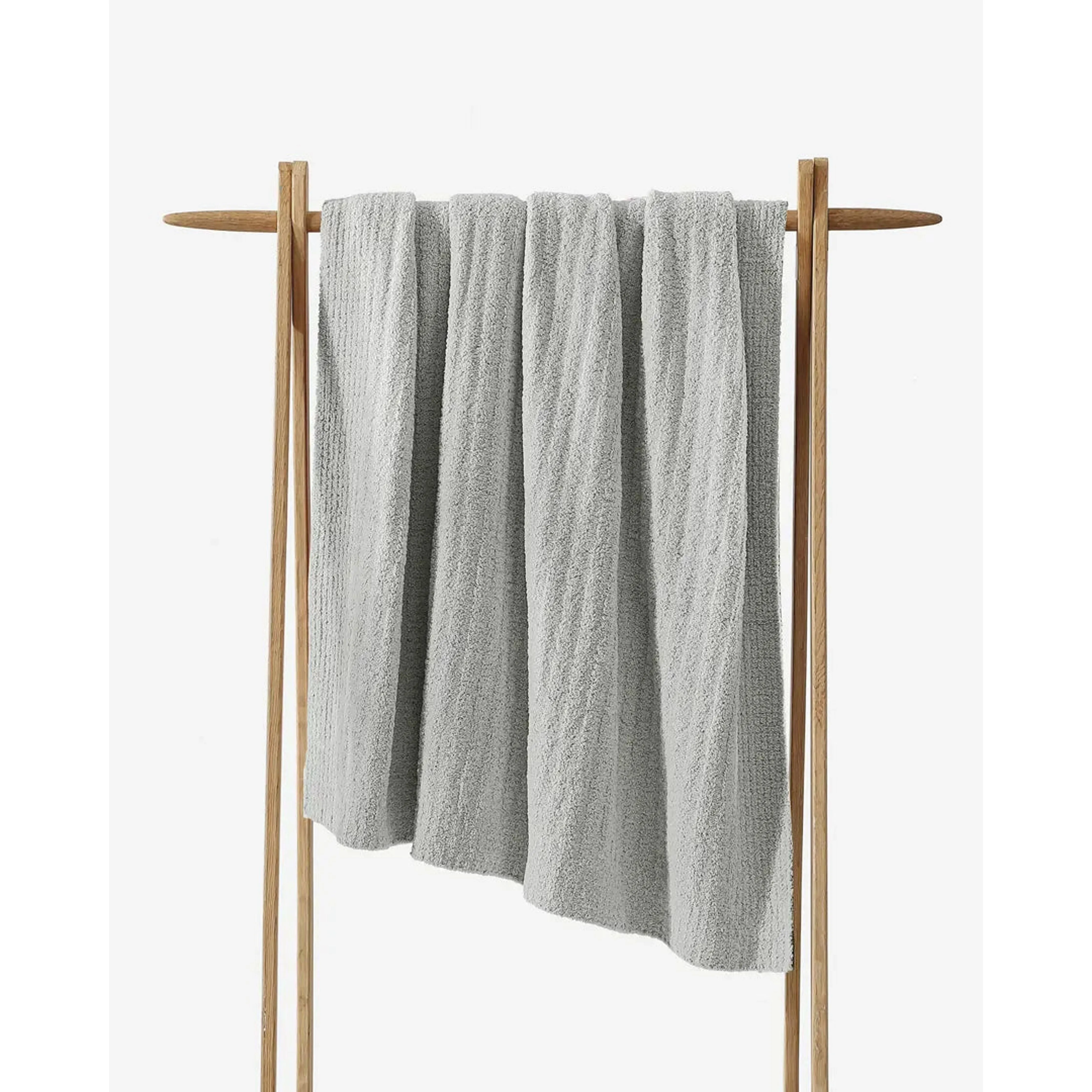 Sunday Citizen Cloud Gray Ribbed Lightweight Throw