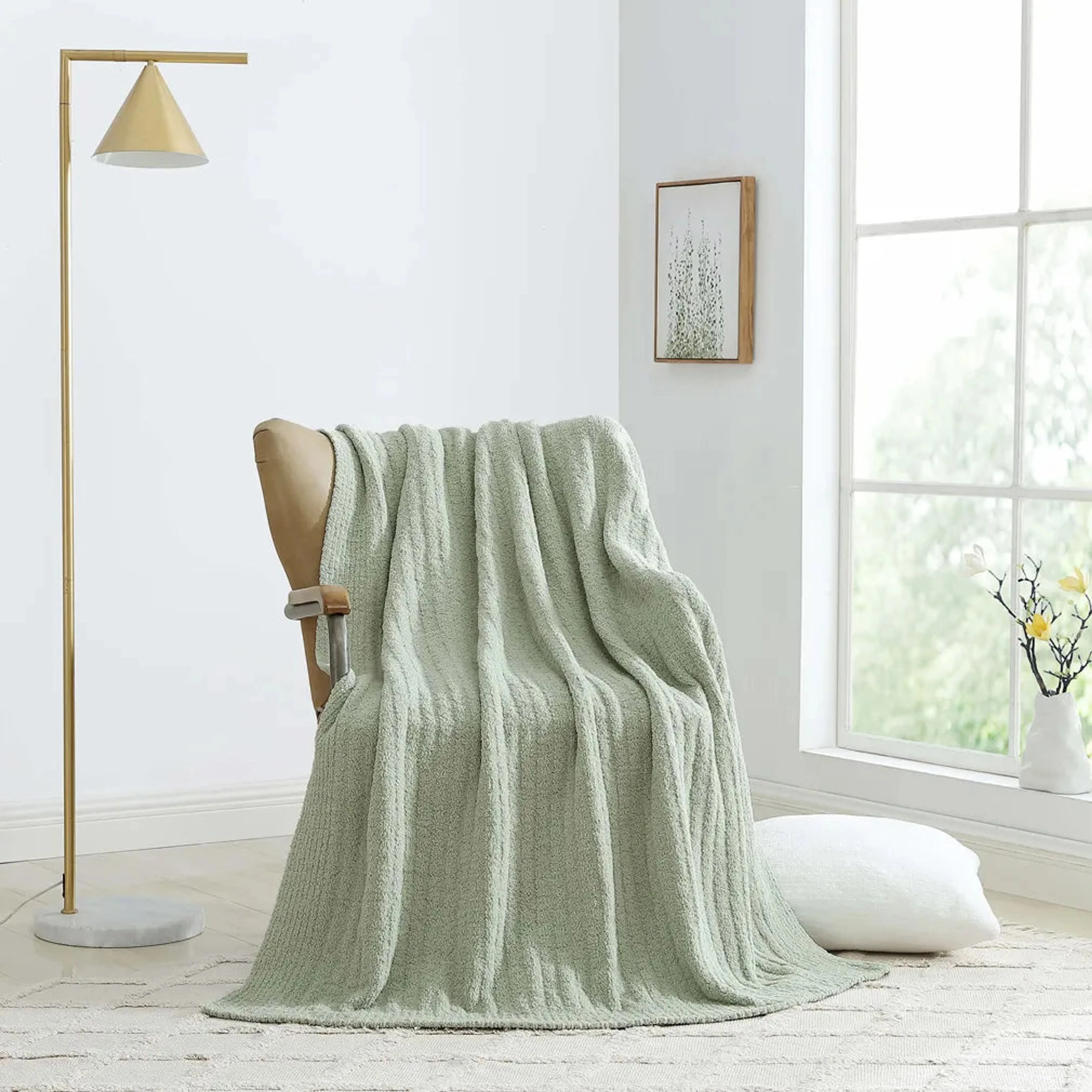 Sunday Citizen Sage Ribbed Lightweight Throw
