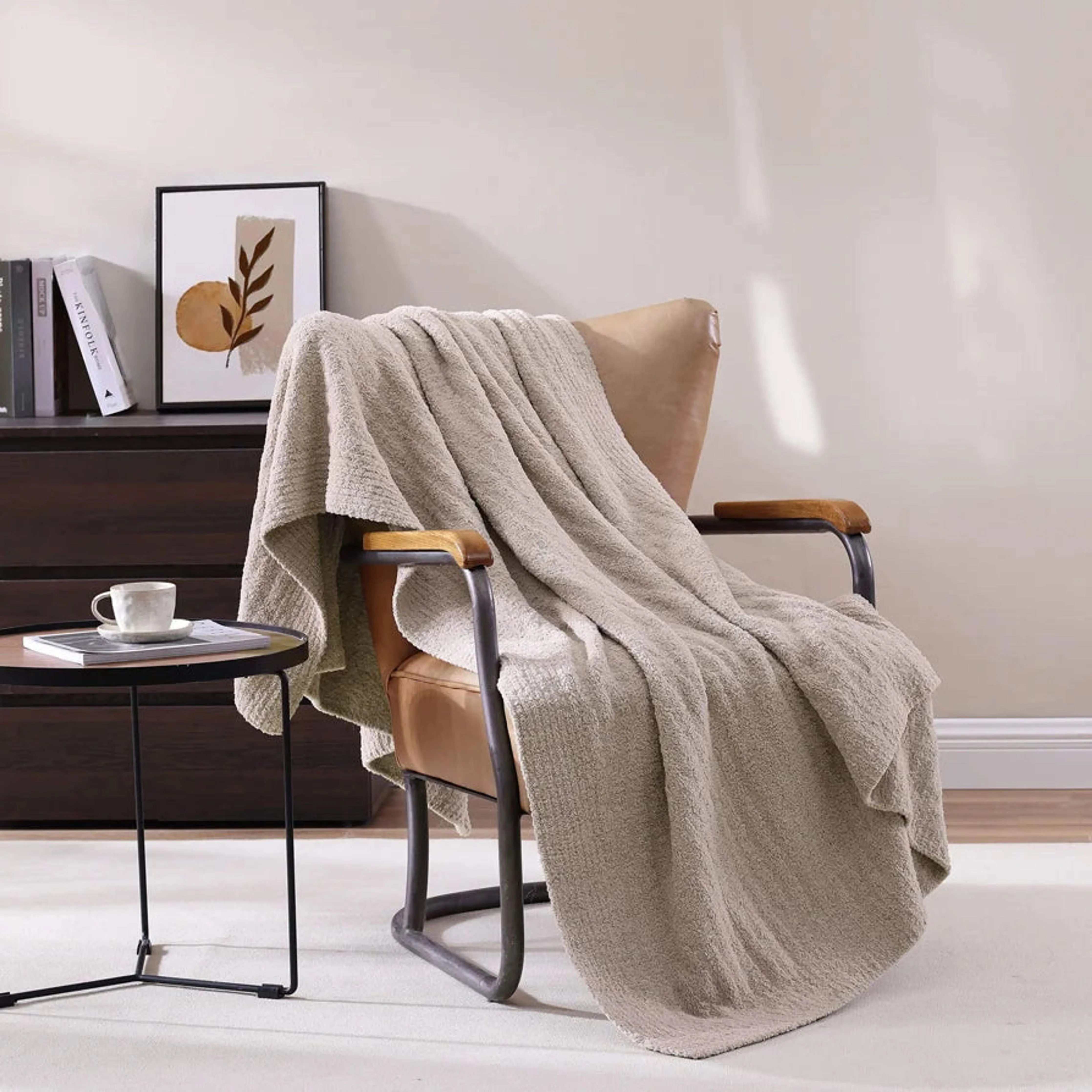 Sunday Citizen Taupe Ribbed Lightweight Throw