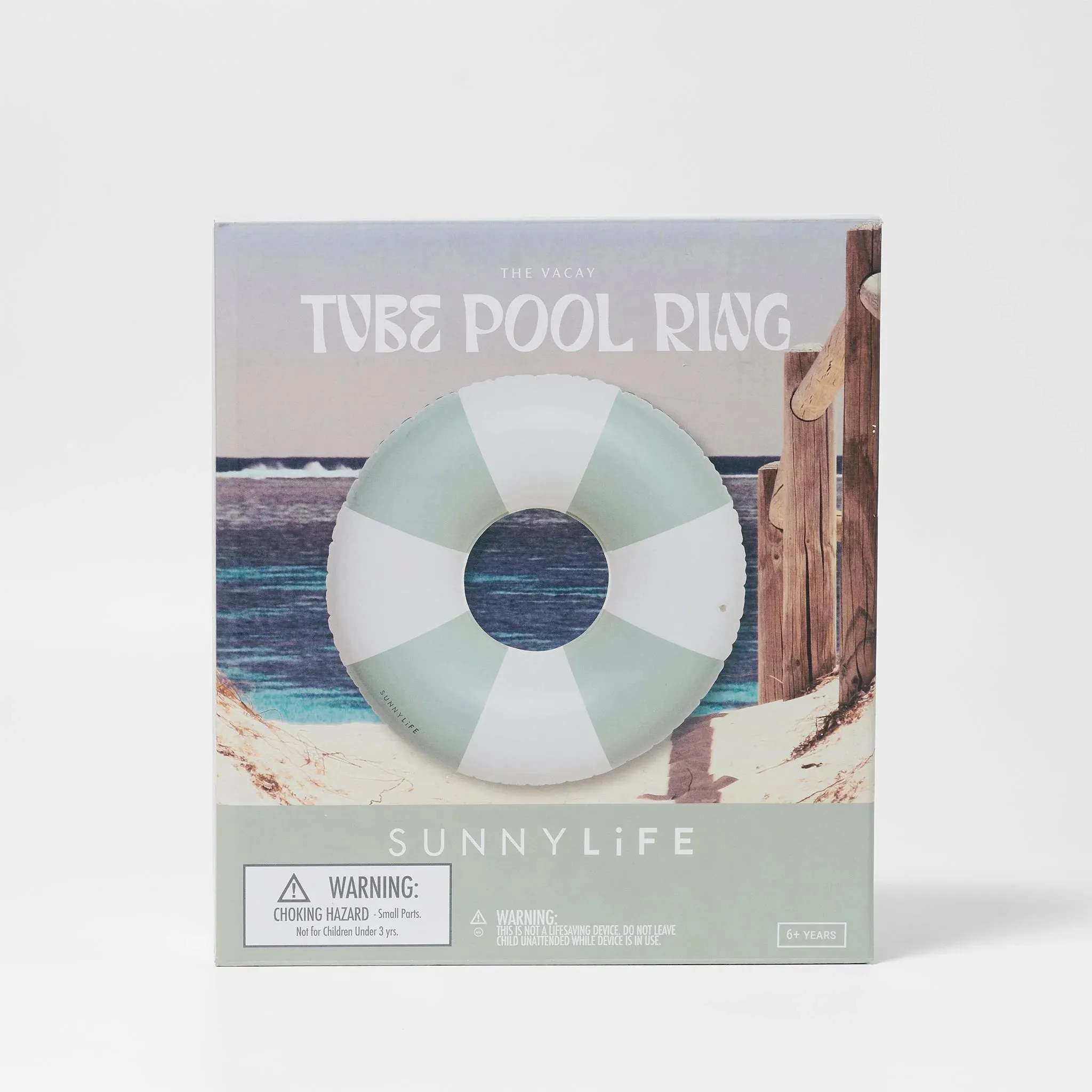 SUNNYLife Tube Pool Ring The Vacay Soft Olive Stripe