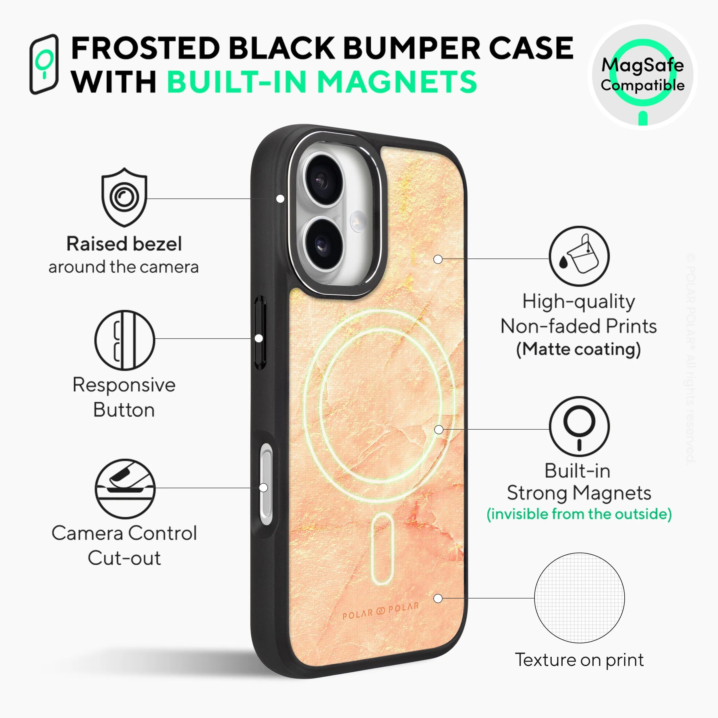 Sunset - iPhone 16 Frosted Black Bumper MagSafe Case