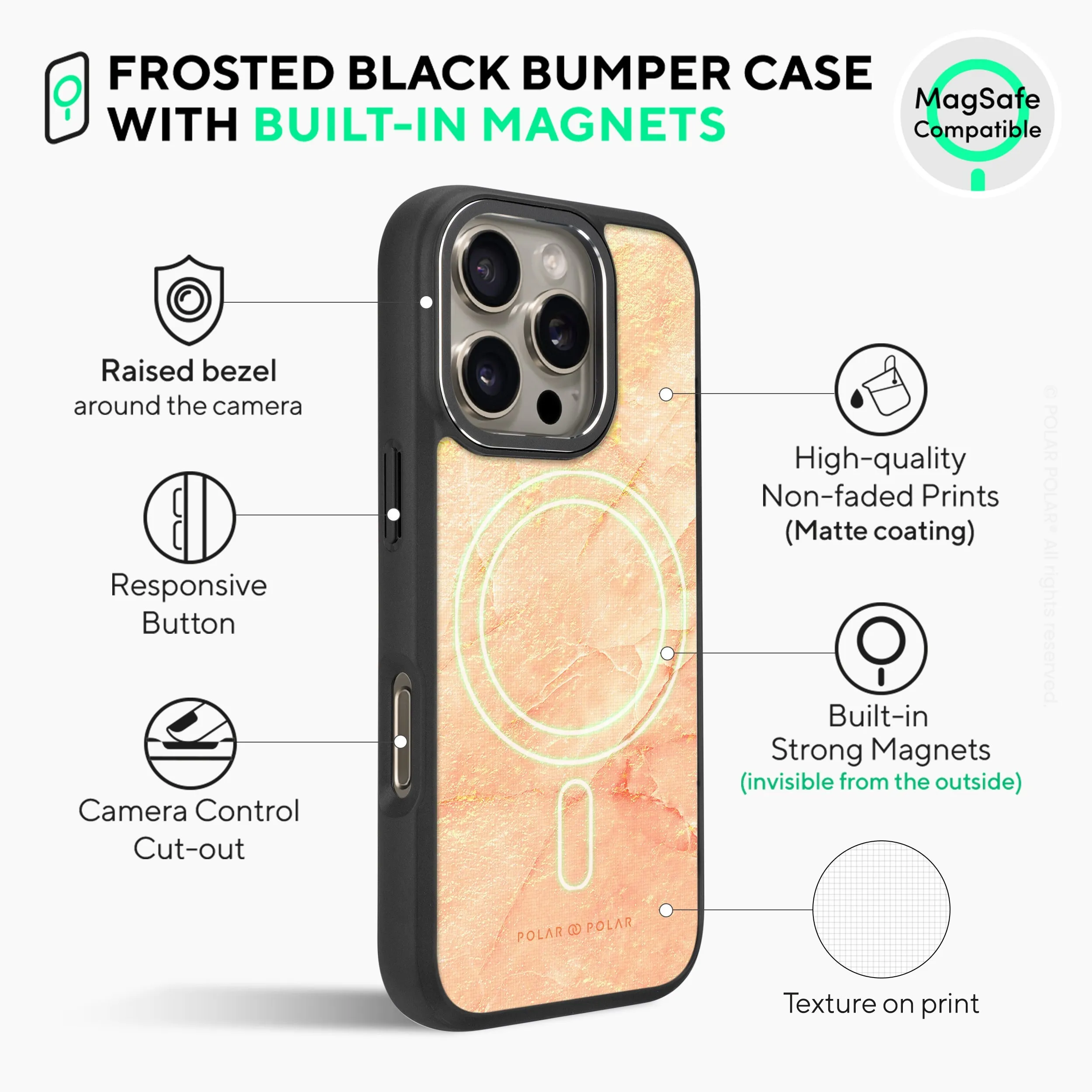 Sunset - iPhone 16 Pro Max Frosted Black Bumper MagSafe Case