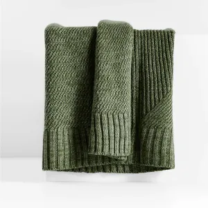 Sweater Knit Green Throw Blanket