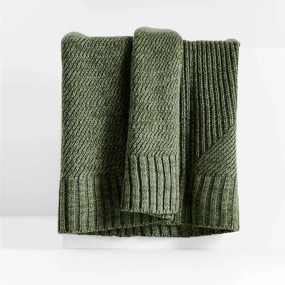 Sweater Knit Green Throw Blanket