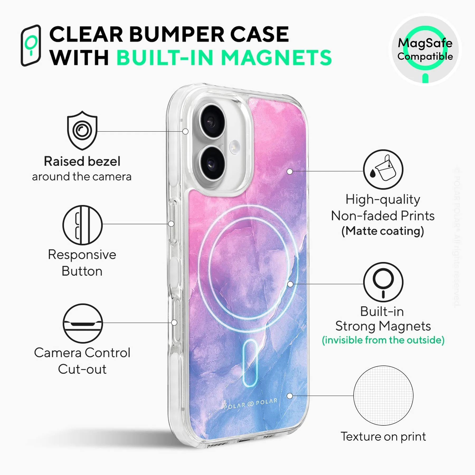 Sweet Rainbow - iPhone 16 Plus Clear Bumper MagSafe Case