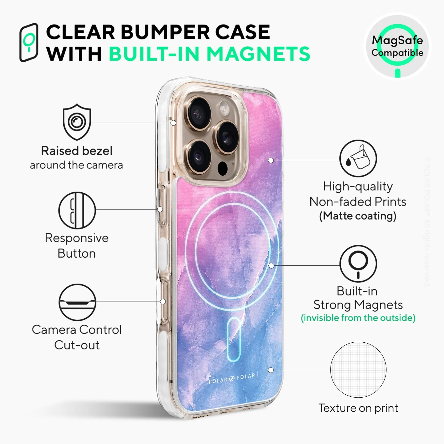 Sweet Rainbow - iPhone 16 Pro Max Clear Bumper MagSafe Case