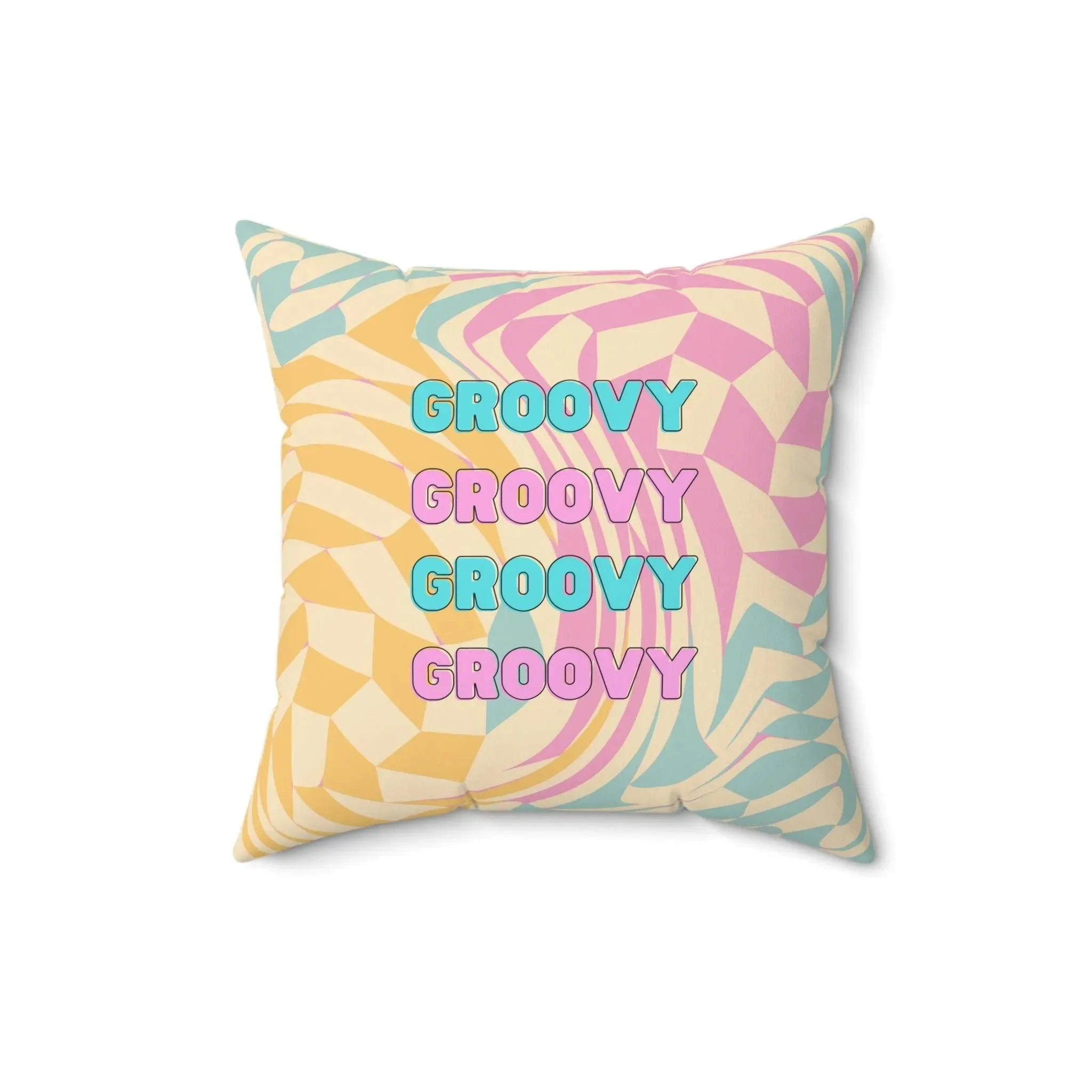 Swirly Checker Groovy Throw Pillow