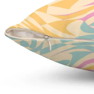 Swirly Checker Groovy Throw Pillow