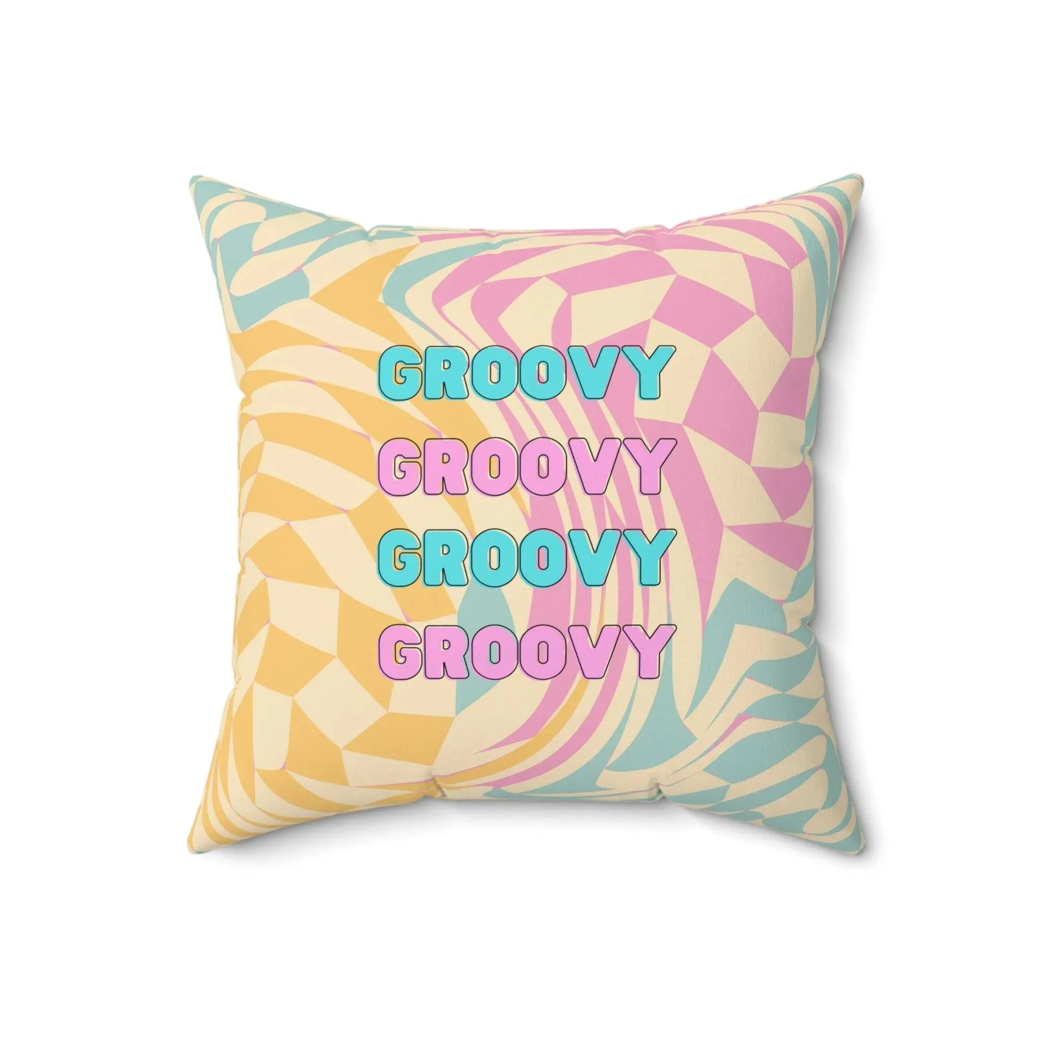 Swirly Checker Groovy Throw Pillow