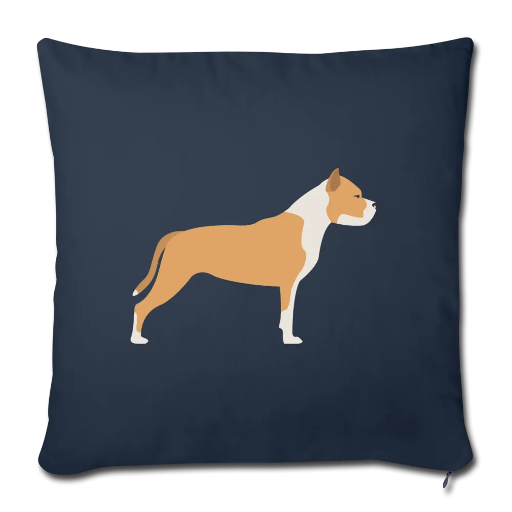 Tan & White Pitbull-Throw Pillow Cover 18” x 18”