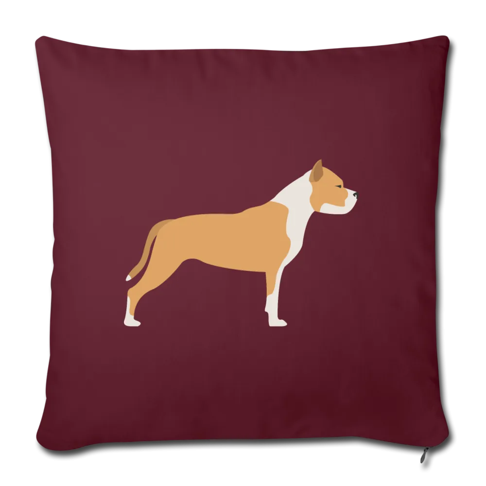 Tan & White Pitbull-Throw Pillow Cover 18” x 18”