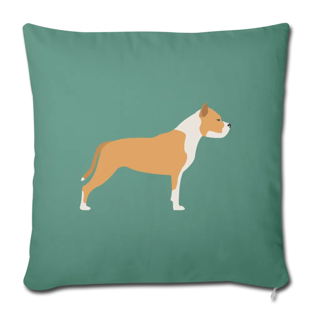 Tan & White Pitbull-Throw Pillow Cover 18” x 18”