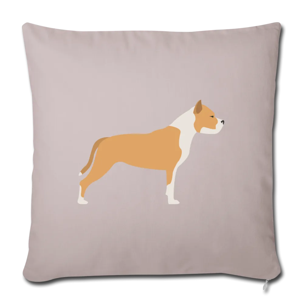 Tan & White Pitbull-Throw Pillow Cover 18” x 18”