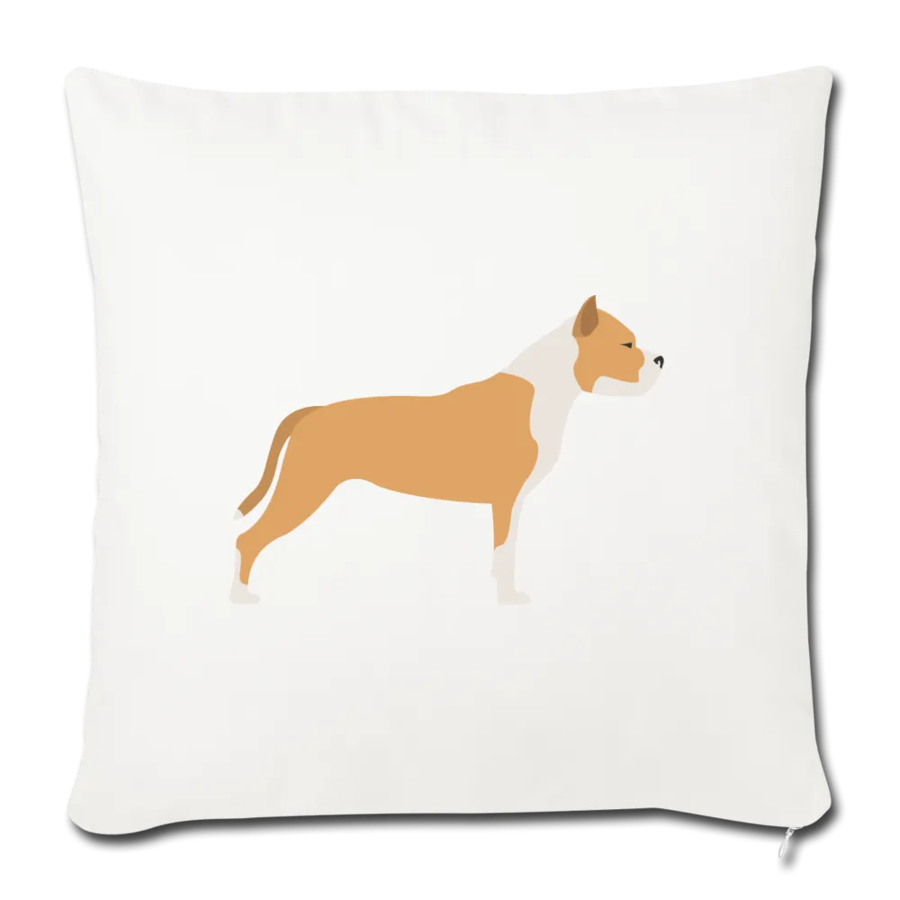 Tan & White Pitbull-Throw Pillow Cover 18” x 18”