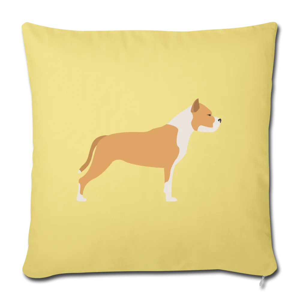 Tan & White Pitbull-Throw Pillow Cover 18” x 18”