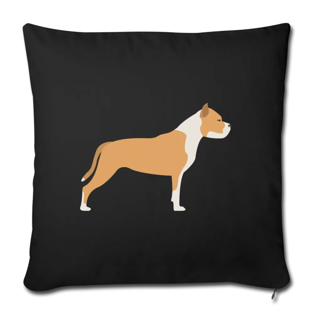 Tan & White Pitbull-Throw Pillow Cover 18” x 18”