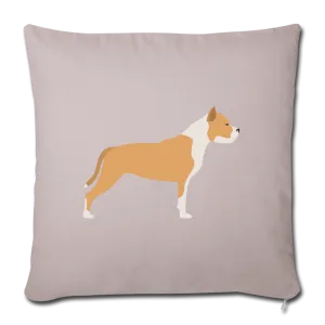 Tan & White Pitbull-Throw Pillow Cover 18” x 18”