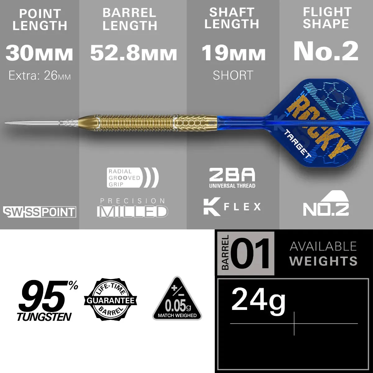 Target Darts Limited Edition 95% Tungsten SP Steel Tip 24g