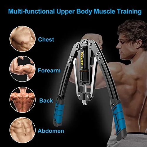 Tepemccu Hydraulic Power Twister Adjustable Arm-Exerciser - Home Chest Expander 22-440lbs, Home Fitness Equipment Bar for Men and Women with Resistance (Blue)