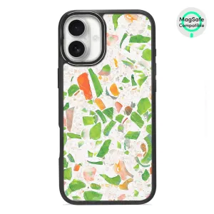 Terrazzo Green - iPhone 16 Plus Frosted Black Bumper MagSafe Case