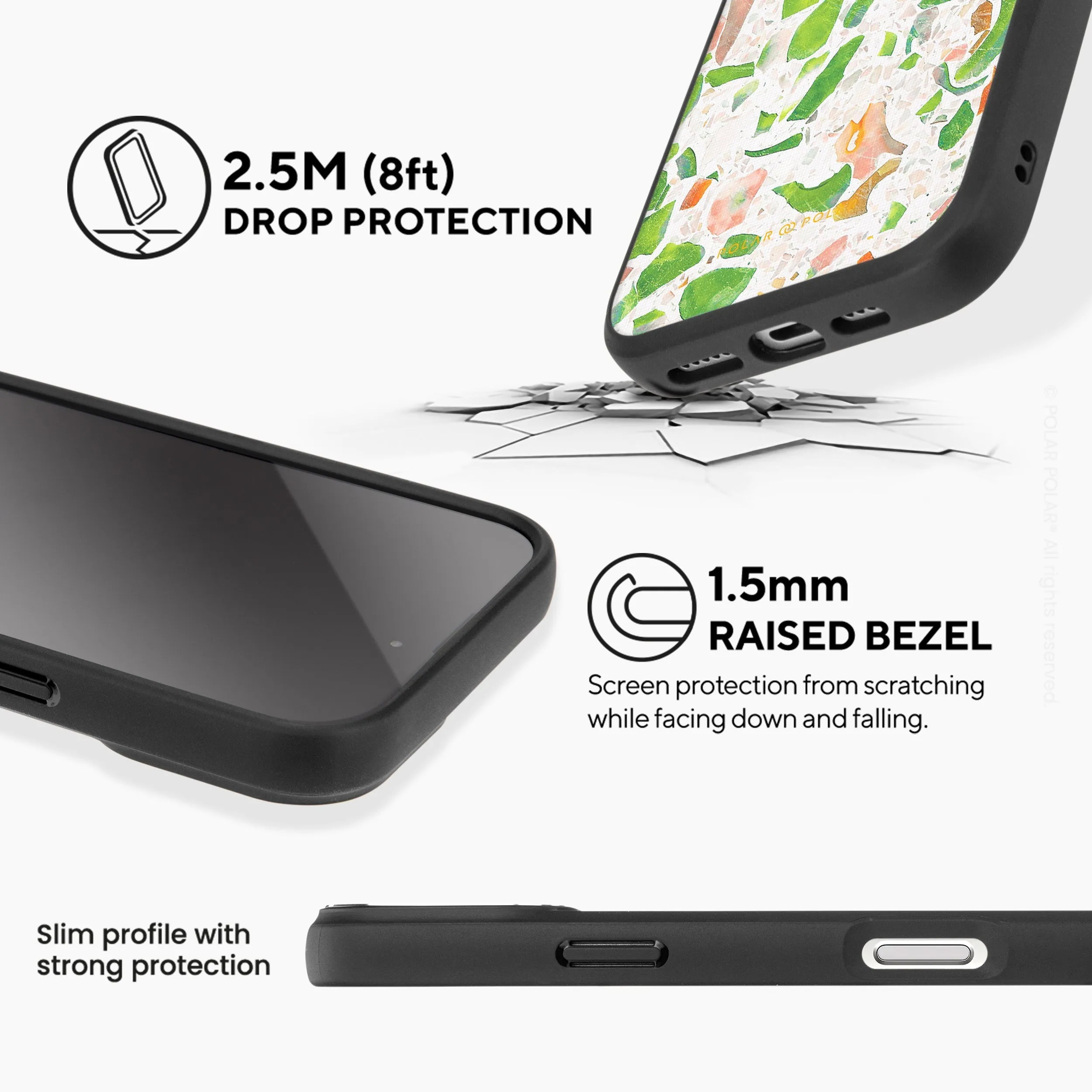 Terrazzo Green - iPhone 16 Plus Frosted Black Bumper MagSafe Case