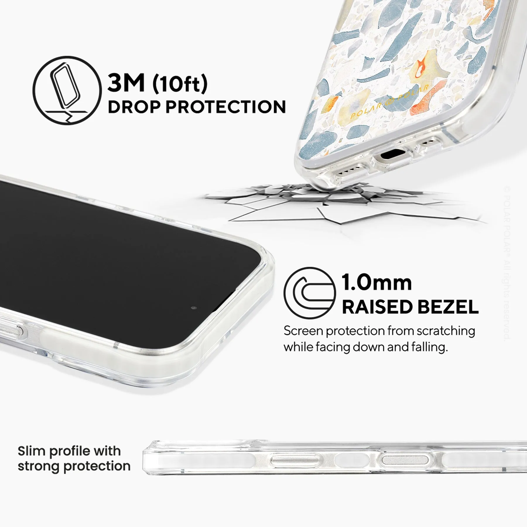 Terrazzo Grey - iPhone 16 Clear Bumper MagSafe Case