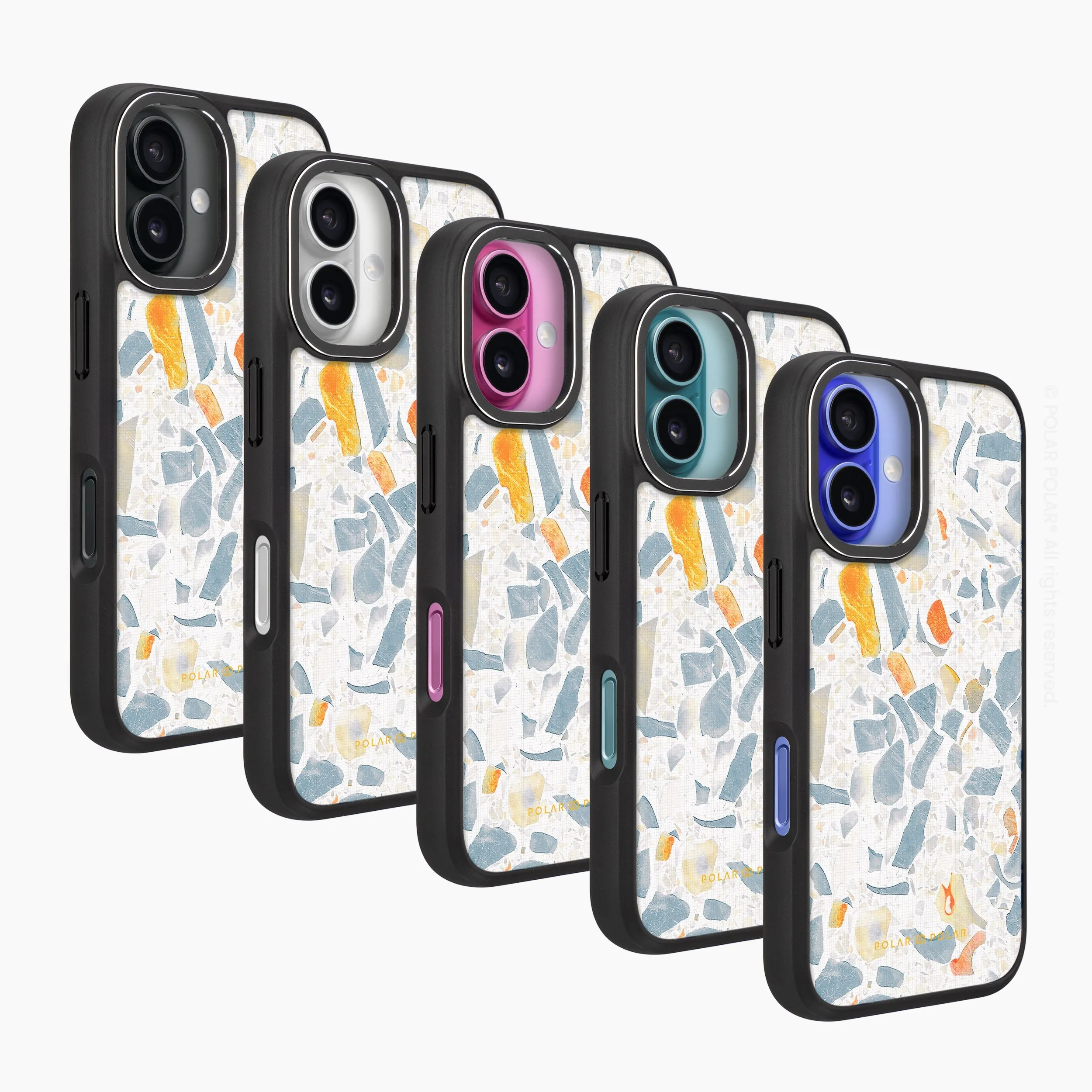 Terrazzo Grey - iPhone 16 Frosted Black Bumper MagSafe Case