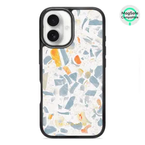 Terrazzo Grey - iPhone 16 Frosted Black Bumper MagSafe Case