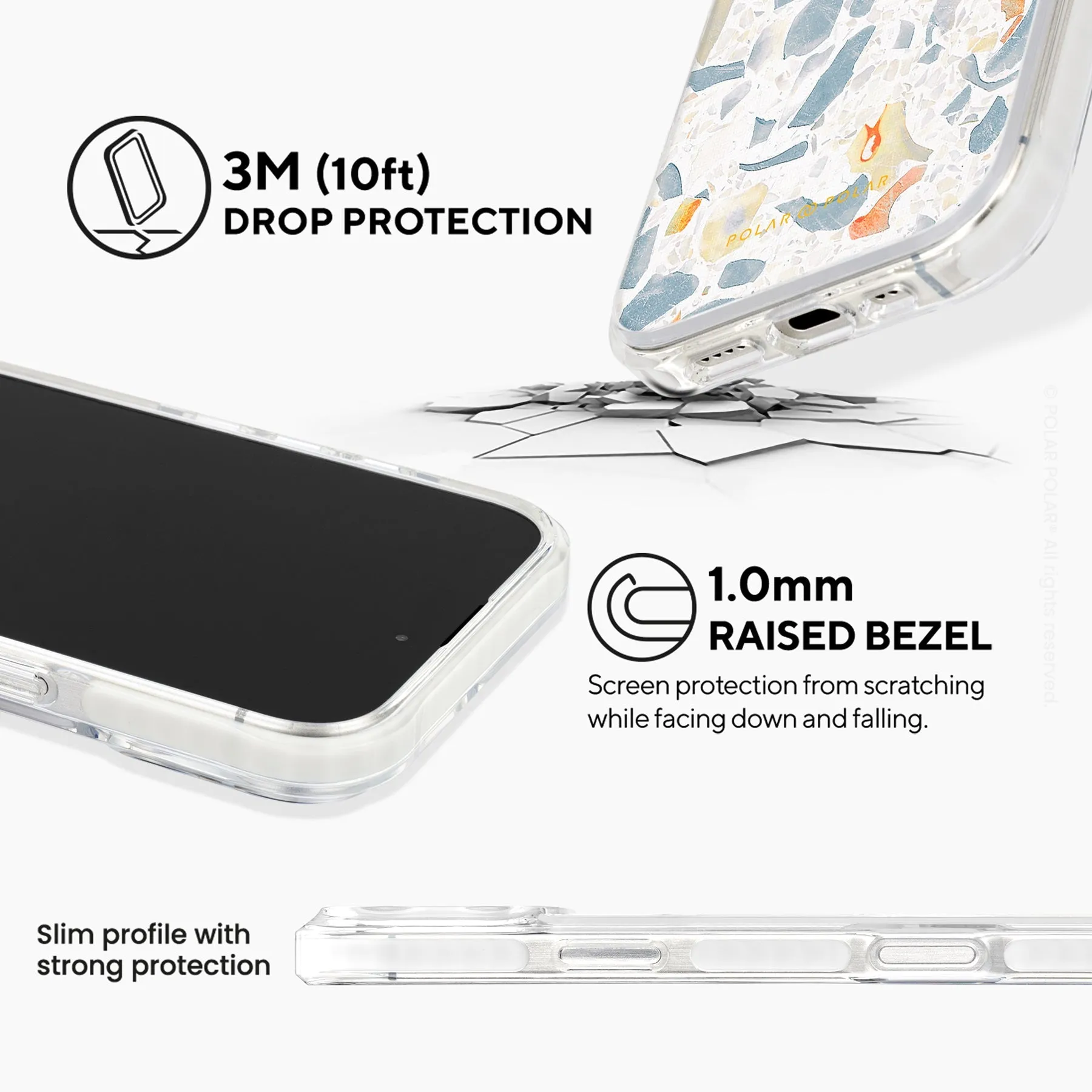 Terrazzo Grey - iPhone 16 Pro Clear Bumper MagSafe Case