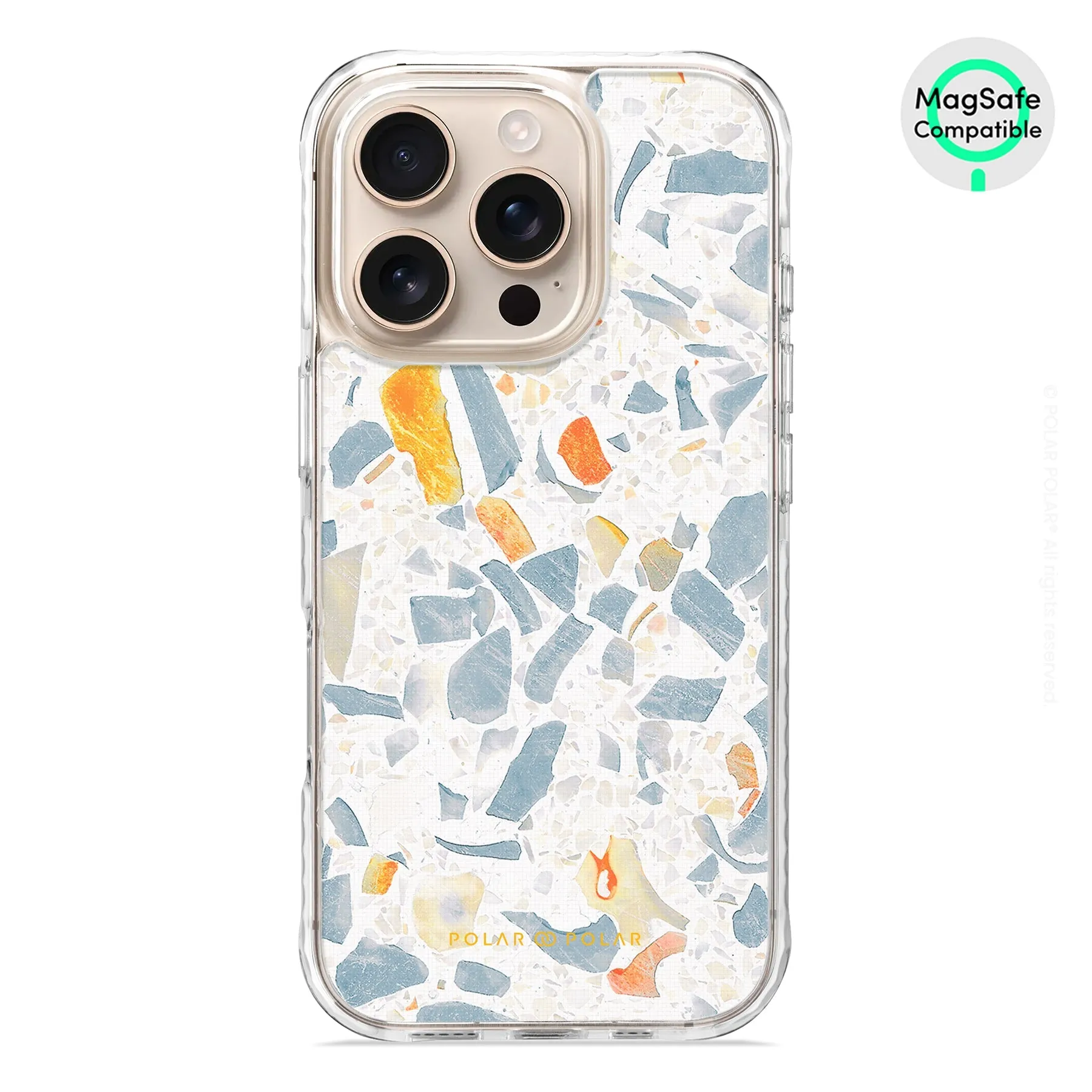 Terrazzo Grey - iPhone 16 Pro Clear Bumper MagSafe Case